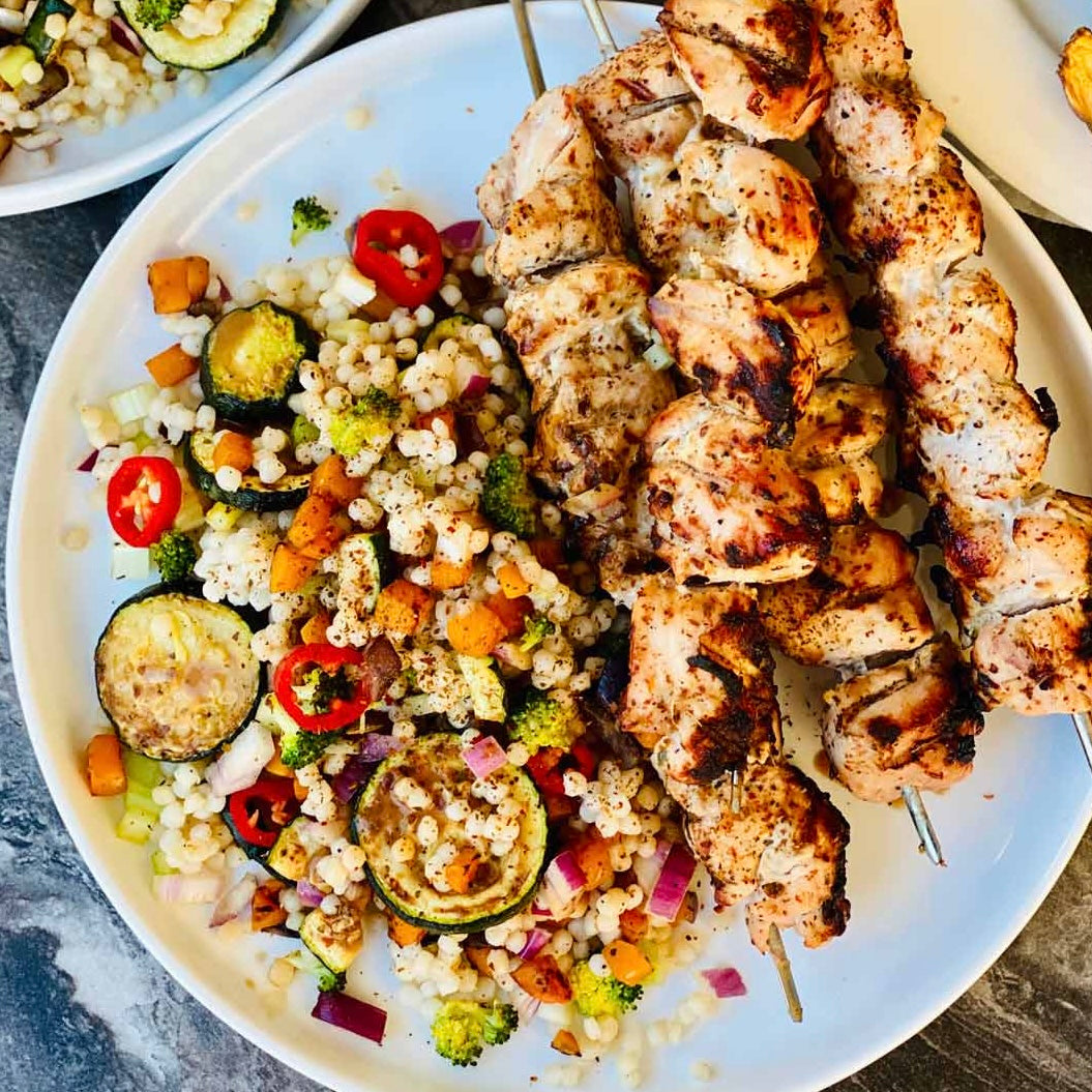 Chicken Kebabs w/ Hommus